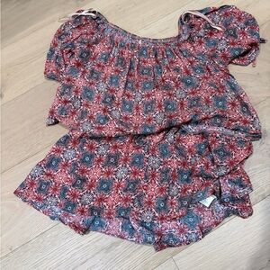 Free People Red and Blue Skirt Set